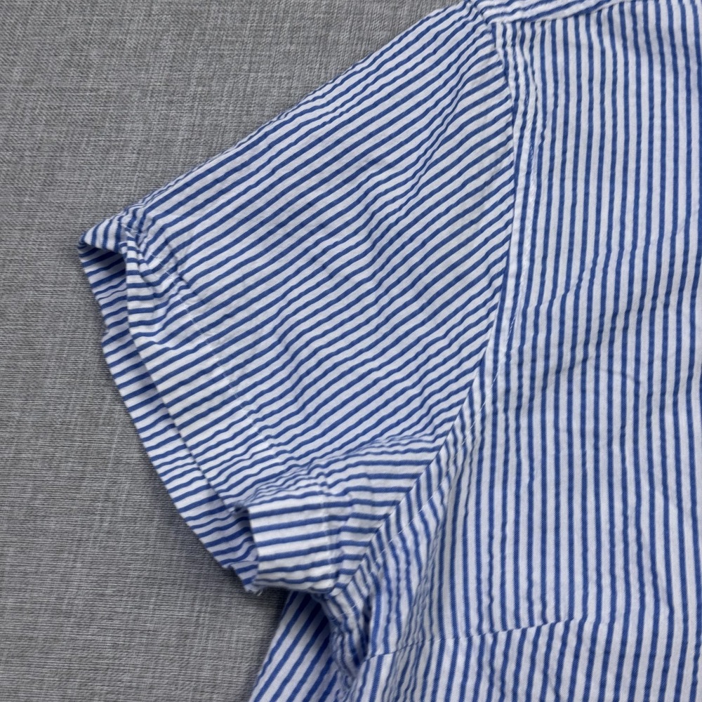 L.L. Bean Seersucker Button-Up Womens XL Petites Blue Striped Collared Cotton - Picture 8 of 10